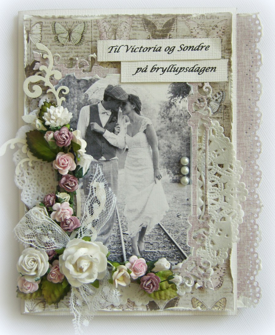 Heidi's wedding card, using Vintage Spring Basics